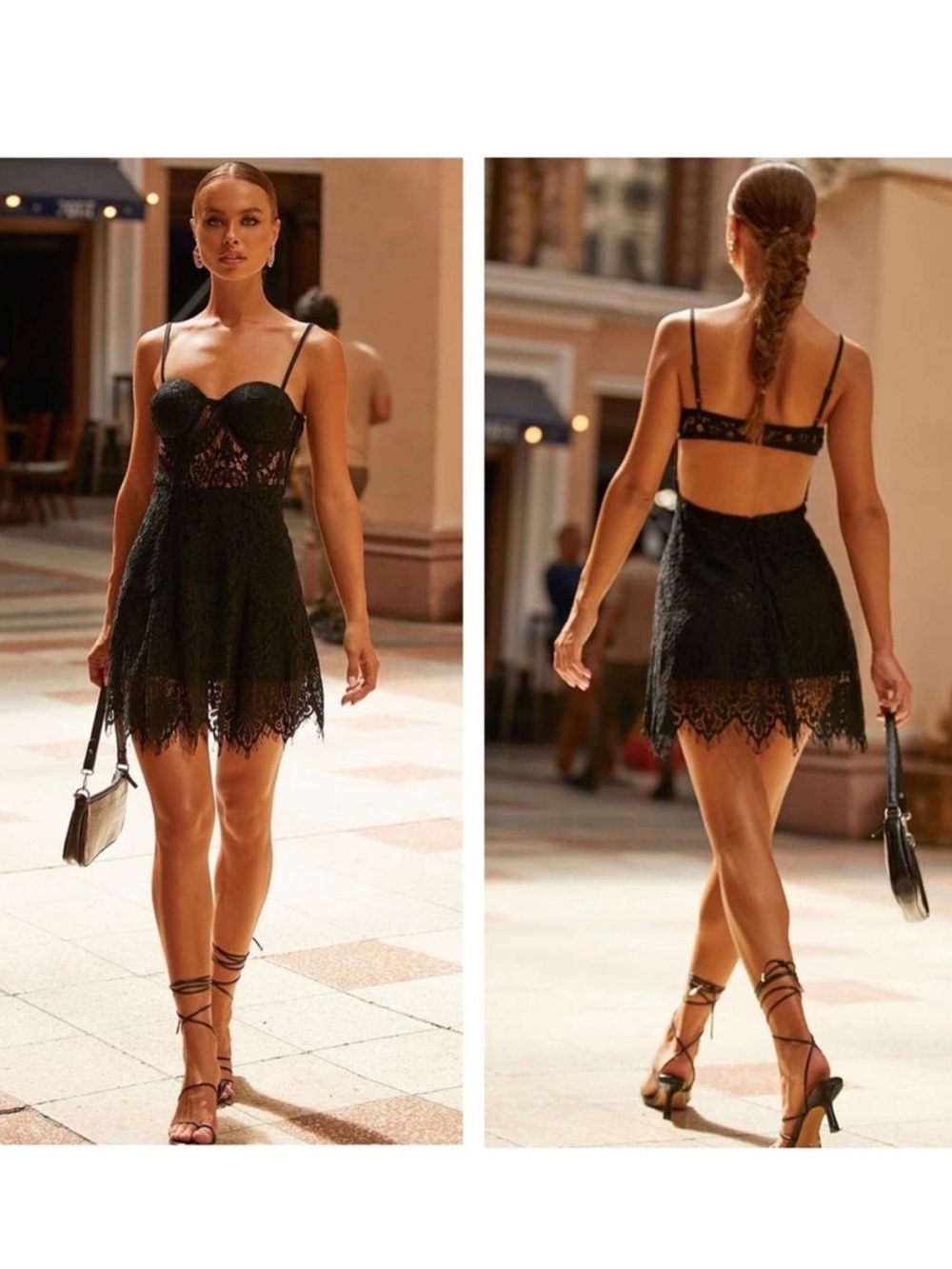 NWOT Alamour The Label Kalea Lace Bustier Cut Out Mini Dress XXS
